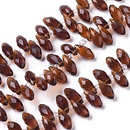 Crystal Glass Beads Strands, Top Drilled Beads, Faceted, Teardrop, Coconut Brown, 13x6mm, Hole: 1mm, about 100pcs/strand, 16.5 inch(GLAA-D033-27)