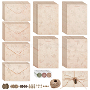 8 Sets 4 Style Paper Envelope, with Letter Paper and Plastic Stickers, Rectangle, with 24Pcs Tibetan Style Alloy Pendants and 1 Roll Jute Cord, Mixed Shapes, 113x162x0.3mm(DIY-FG0004-86)
