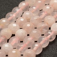 Faceted Natural Rose Quartz Beads Strands, Round, 8mm, Hole: 1mm, about 47pcs/strand, 14 inch(35.6cm)(G-F449-8mm)