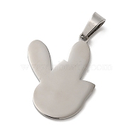 304 Stainless Steel Pendants, Stamping Blank Tag, Rabbit Charm, Stainless Steel Color, 28x23.5x1mm, Hole: 6.5x4mm(STAS-C079-07P)