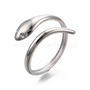 304 Stainless Steel Snake Cuff Ring, Open Wrap Ring for Women Girls, Stainless Steel Color, US Size 6(17.1mm)(RJEW-N038-113P)