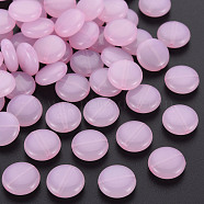 Imitation Jelly Acrylic Beads, Flat Round, Pearl Pink, 12x5mm, Hole: 1.4mm, about 1110pcs/500g(MACR-S373-91-E10)