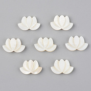 Natural Freshwater Shell Beads, Half Drilled, Lotus Flower, Seashell Color, 11~12x17.5x3mm, Hole: 1mm(SHEL-S276-103)