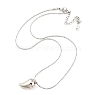304 Stainless Steel Pendant Necklaces for Women, Teardrop, Stainless Steel Color, 15.91 inch(40.4cm)(NJEW-H020-01P)