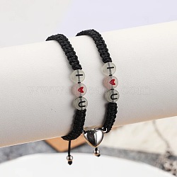 I LOVE YOU Braided Cord Couple Bracelets with Magnetic Clasps, Luminous Bracelets for Women Men(BH6431)