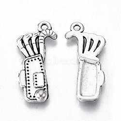 Tibetan Style Alloy Pendants, Lead Free & Cadmium Free, Golf Equipment, Antique Silver, 24.5x12x2.5mm, Hole: 1.4mm, about 355pcs/500g(TIBE-S323-036AS-RS)