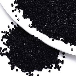 11/0 Grade A Glass Seed Beads, Cylinder, Uniform Seed Bead Size, Baking Paint, Black, 1.5x1mm, Hole: 0.5mm, about 2000pcs/10g(X-SEED-S030-0049F)