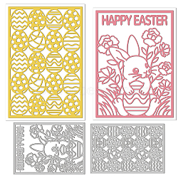 2Pcs 2 Styles Carbon Steel Cutting Dies Stencils, for DIY Scrapbooking, Photo Album, Decorative Embossing Paper Card, Stainless Steel Color, Easter Egg & Rabbit, Easter Theme Pattern, 14.7~15.2x10.2~10.7x0.08cm, 1pc/style(DIY-WH0309-768)