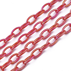 Acrylic Opaque Cable Chains, AB Color, Horse Eye, Red, 13x8x2mm, 18.5 inch~19.29 inch(47~49cm)/strand(X-PACR-N009-001F)