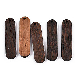 Natural Wenge Wood Pendants, Undyed, Oval Charms, Coconut Brown, 45.5x11x3.5mm, Hole: 2mm(WOOD-T023-37)