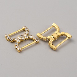 Brass Rhinestone Shoe Decoration, Shoe Buckles for DIY Loafer Shoes, D Shape, Golden, 22x22x4.5mm, Hole: 15x6mm(FIND-WH0110-387G)