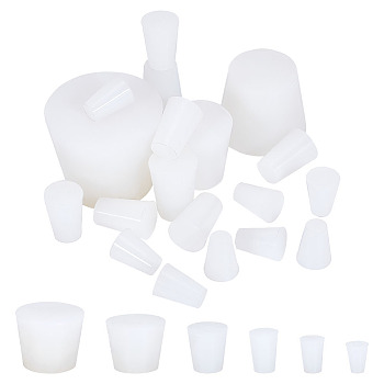 Solid Silicone Test Tube Seal Plug, Reusable Replacement Bottle Stopper, Lab Supplies, Tapered, White, 16.5~37x7.5~45mm, 19pcs/bag