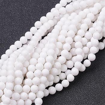 Natural Mashan Jade Round Beads Strands, Dyed & Heated, White, 4mm, Hole: 1mm, about 98pcs/strand, 15.7 inch