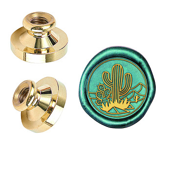 Wax Seal Brass Stamp Head, for Wax Seal Stamp, Cactus Pattern, 25x14.5mm