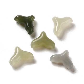 Natural Nephrite Jade Beads, Half Drilled Beads, Fishtail, 10x13.5x5mm, Hole: 0.8mm