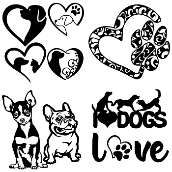 4Pcs 4 Styles PET Waterproof Self-adhesive Car Stickers, Reflective Decals for Car, Motorcycle Decoration, Heart, 200x200mm, 1pc/style