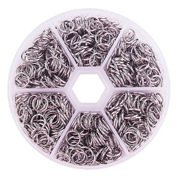 304 Stainless Steel Open Jump Rings, Stainless Steel Color, 8x1mm, about 6mm inner diameter, about 100pcs/compartment