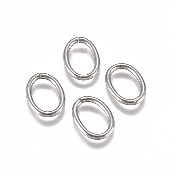 304 Stainless Steel Jump Rings, Open Jump Rings, Oval, Stainless Steel Color, 13x9.5x1.5mm, Inner Diameter: 10x6.5mm