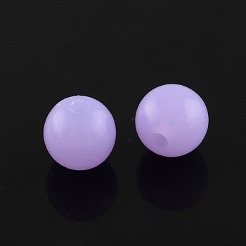 Fluorescent Acrylic Beads, Round, Lilac, 8mm, Hole: 1.5mm, about 1700pcs/500g