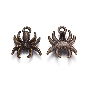 Alloy Pendants, Spider, Lead Free and Cadmium Free, Antique Bronze, about 18mm long, 14mm wide, 3mm thick, hole: 2mm