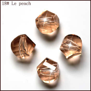Imitation Austrian Crystal Beads, Grade AAA, Faceted, Polygon, PeachPuff, 10mm, Hole: 0.9~1mm