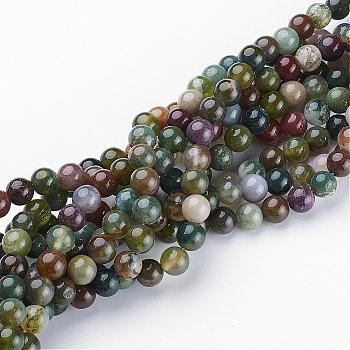 Natural Indian Agate Beads Strands, Round, 6mm, Hole: 0.8mm, about 59~62pcs/strand, 15~16 inch
