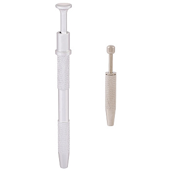 2Pcs 2 Styles Brass & Stainless Steel Rhinestones Claw Tweezers, Rhinestones Holder Pick Up Tool, Platinum, 6~12.2x0.8~0.85cm, 1pc/style