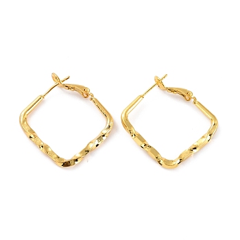 Brass Hoop Earrings, Cadmium Free & Lead Free, Real 18K Gold Plated, 26.5x24.5x3mm, Pin: 0.8mm
