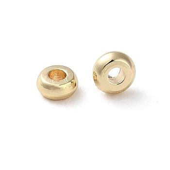 Rack Plating Brass Spacer Beads, Long-Lasting Plated, Lead Free & Cadmium Free, Flat Round, Light Gold, 3x1.5mm, Hole: 1mm