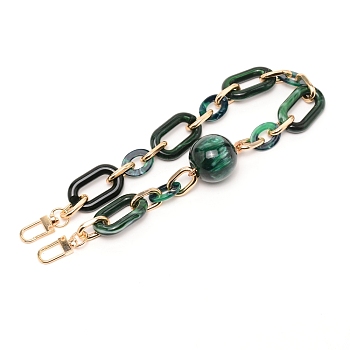 Acrylic Curb Chain Bag Strap, with Aluminum Clasps, for Bag Replacement Accessories, Dark Green, 45.3cm