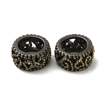 Tibetan Style Rack Plating Brass Large Hole Beads, Long-Lasting Plated, Hollow Column, Antique Bronze, 13.5x7mm, Hole: 9mm