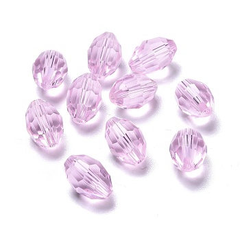 Glass Imitation Austrian Crystal Beads, Faceted, Oval, Pearl Pink, 9x6mm, Hole: 0.8~1.4mm