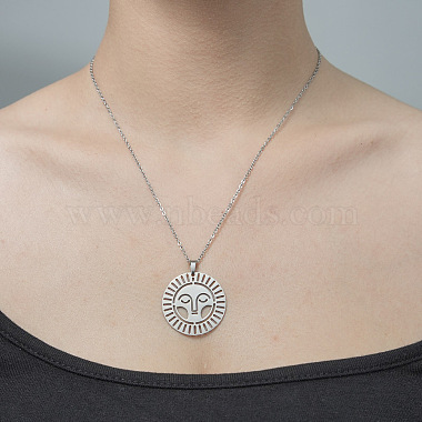 201 Stainless Steel Hollow Sun Pendant Necklace(NJEW-OY001-72)-2