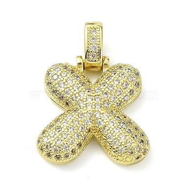 Real 18K Gold Plated Clear Letter X Brass+Cubic Zirconia Pendants
