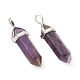 2Pcs Natural Amethyst Double Terminated Pointed Pendants(G-YW0002-05B)-3