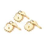 Brass Pendants, with Jump Ring, Cadmium Free & Lead Free, Key & Lock, Real 18K Gold Plated, 15.5x13x1.5mm and 15.5x6.5x1mm, Hole: 3.5mm(KK-P208-10G-RS)
