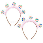 Cloth with Lollipop Hair Bands for Women Girl, Colorful, 180x183x18mm(OHAR-WH0029-13B)