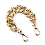 Acrylic Shoe Curb Chain Charm, with Glass Crystal Rhinestone & Alloy Swivel Snap Clasps, Light Gold, 230x21x5mm(DIY-WH0019-72)