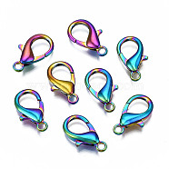 Alloy Lobster Claw Clasps, Cadmium Free & Nickel Free & Lead Free, Rainbow Color, 18x10x4mm, Hole: 2mm(PALLOY-N163-091-NR)