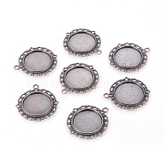 Zinc Alloy Pendant Settings for Cabochon & Rhinestone, DIY for Jewelry Making, Lead Free & Cadmium Free & Nickel Free, Flat Round, Red Copper, 33.5x30x1.4mm, Hole: 2mm, Tray: 19mm(X-PALLOY-A15290-R-FF)