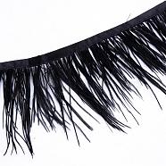 Fashion Ostrich Feather Cloth Strand Costume Accessories, Black, 80~100mm, about 10yards/bag(FIND-R030-8-10cm-14)