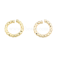 Brass Jump Rings, Nickel Free, Textured, 18 Gauge, Round Ring, Real 18K Gold Plated, 6x1mm, Inner Diameter: 4mm(KK-N231-392B-01)