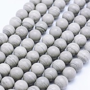 Natural Silver Line Jasper Beads Strands, Round, 8mm, Hole: 1mm(G-F531-8mm-O)