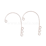 316 Stainless Steel Ear Cuff Findings, Climber Wrap Around Non Piercing Earring Findings with 4 Loop, Rose Gold, 55x36x0.5mm, Hole: 4mm(STAS-H148-01RG)