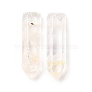 Natural Quartz Crystal Pointed Pendants, Rock Crystal Pendants, Faceted, Bullet, 30~33x8~9mm, Hole: 1.4~1.6mm(G-D460-01W)