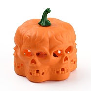 Halloween Resin LED Pumpkin Jack-O'-Lantern Light, Candle Tea Lights, for Halloween Party, Built-in Battery, Green, 57x56x56mm(AJEW-Z004-03A)