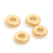 Matte Style Rack Plating Brass Spacer Beads, Long-Lasting Plated, Flat Round, Golden, 4x1.8mm, Hole: 1.6mm(KK-L155-14MG)