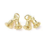Christmas Rack Plating Brass Charms, with Jump Ring, Cadmium Free & Lead Free, Christmas Bell Charm, Real 18K Gold Plated, 12x14.5x7mm, Hole: 3mm(KK-G469-14G)