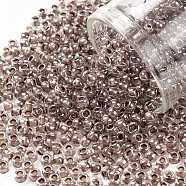 TOHO Round Seed Beads, Japanese Seed Beads, (1071) Dusty Mauve Lined Crystal Luster, 8/0, 3mm, Hole: 1mm, about 220pcs/10g(X-SEED-TR08-1071)
