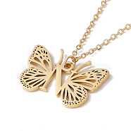 Initial Letter with Butterfly Pendant Necklace, Golden 304 Stainless Steel Jewelry for Women, Letter.N, Pendant: 18x27x1mm, 15.55 inch(39.5cm)(NJEW-C026-01G-N)